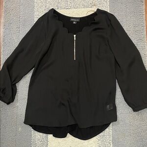 Chic Black Scalloped Blouse